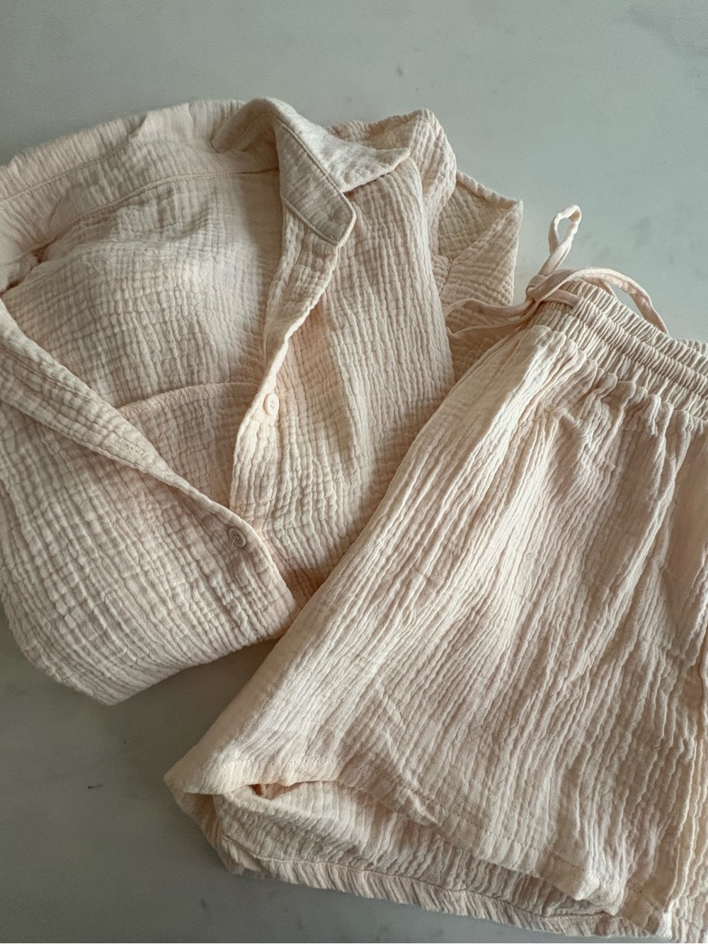 100% Cotton Gauze Button-Down Top and Shorts Set - Picture 8 of 9